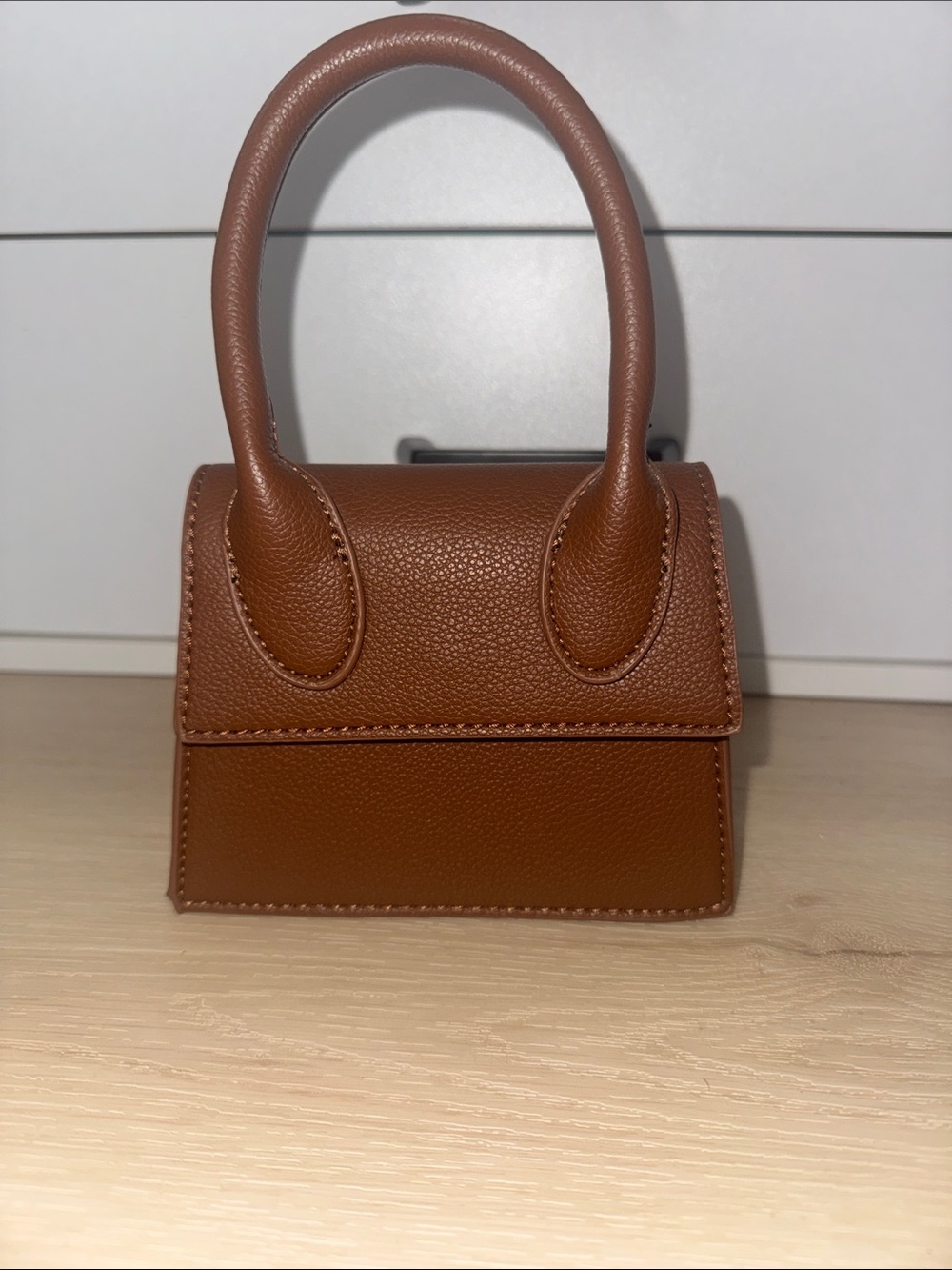 Structured Mini Top-Handle Bag in Brown